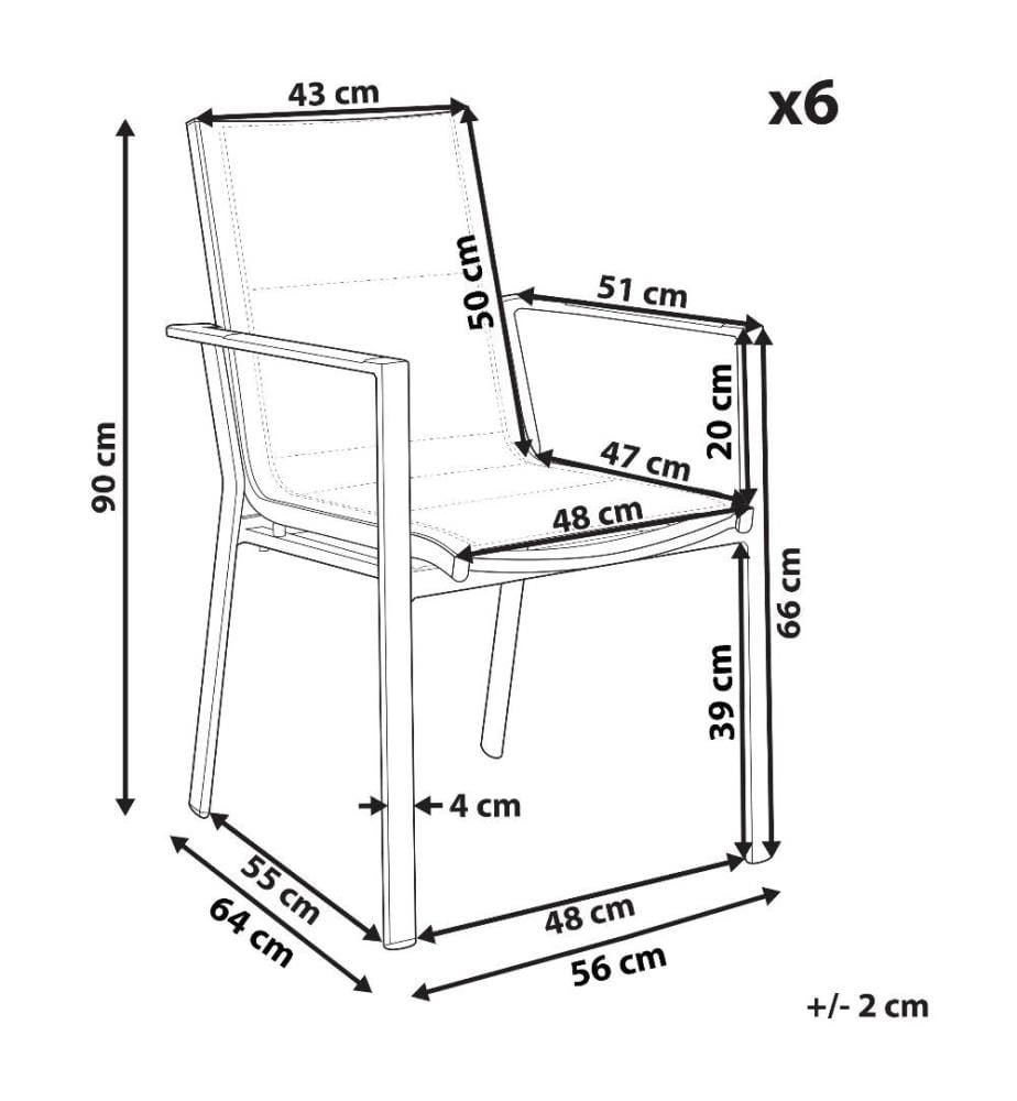 Gartenstuhl 6er Set Schwarz Aluminium mit Bespan… DeinDeal
