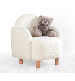 Kid's Wing Chair, White, Faux Fur