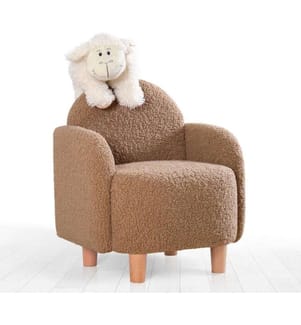 Kid's Wing Chair, Coffee, Faux Fur