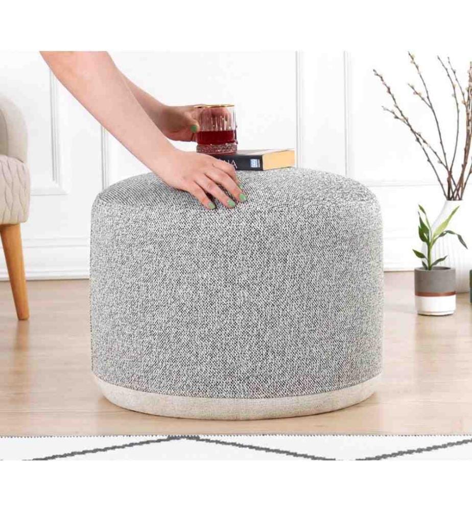 Pouffe, Grey, Linen