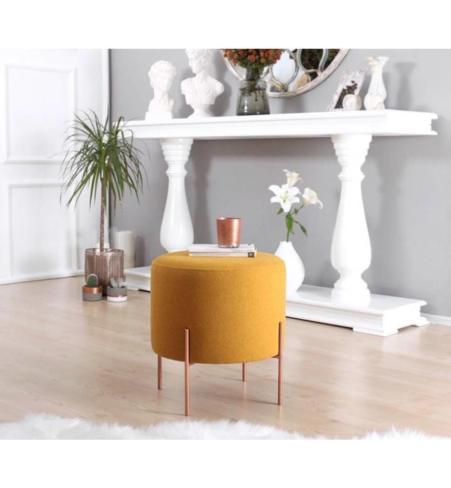 Pouffe, Mustard, 50% Cotton - 50% Linen