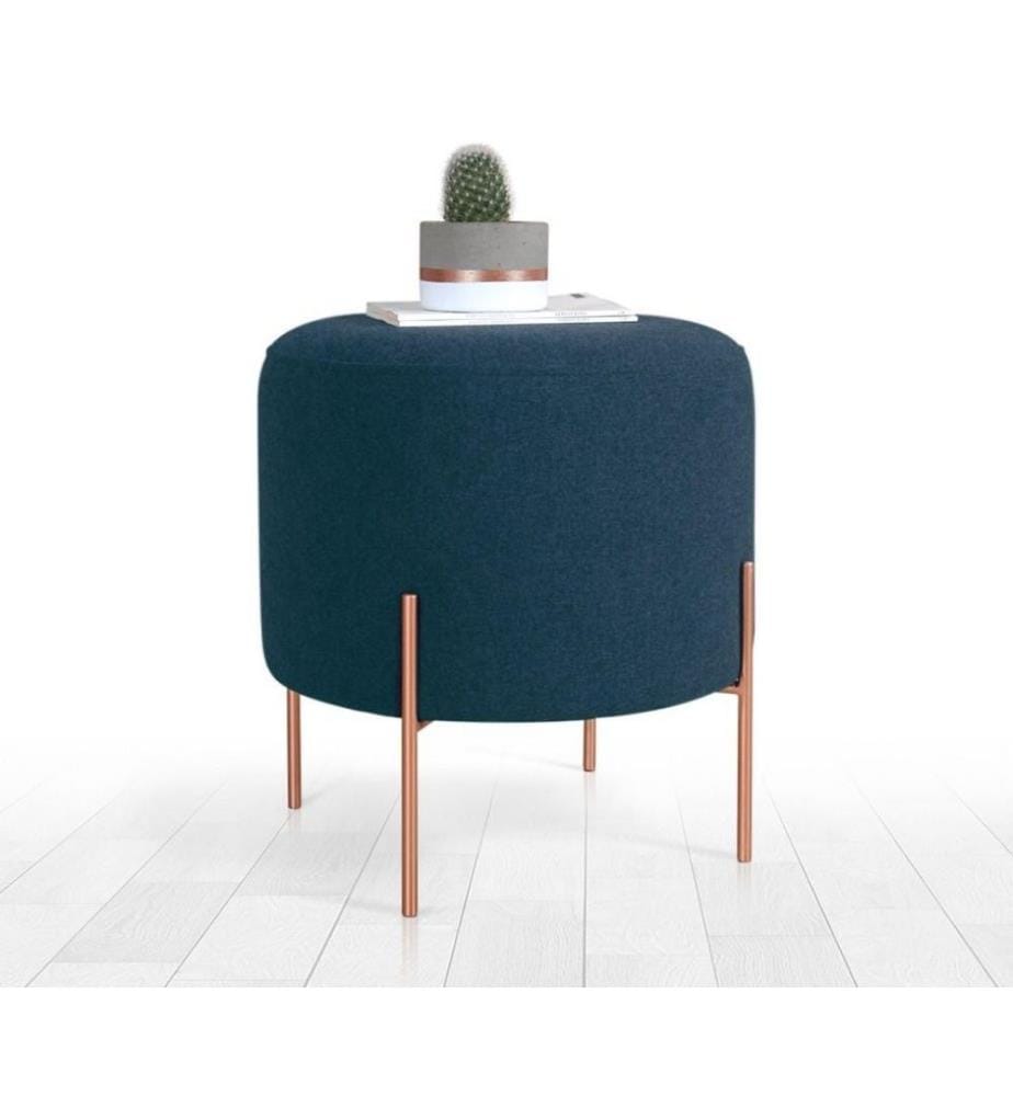 Pouffe, Navy Blue, 50% Cotton - 50% Linen