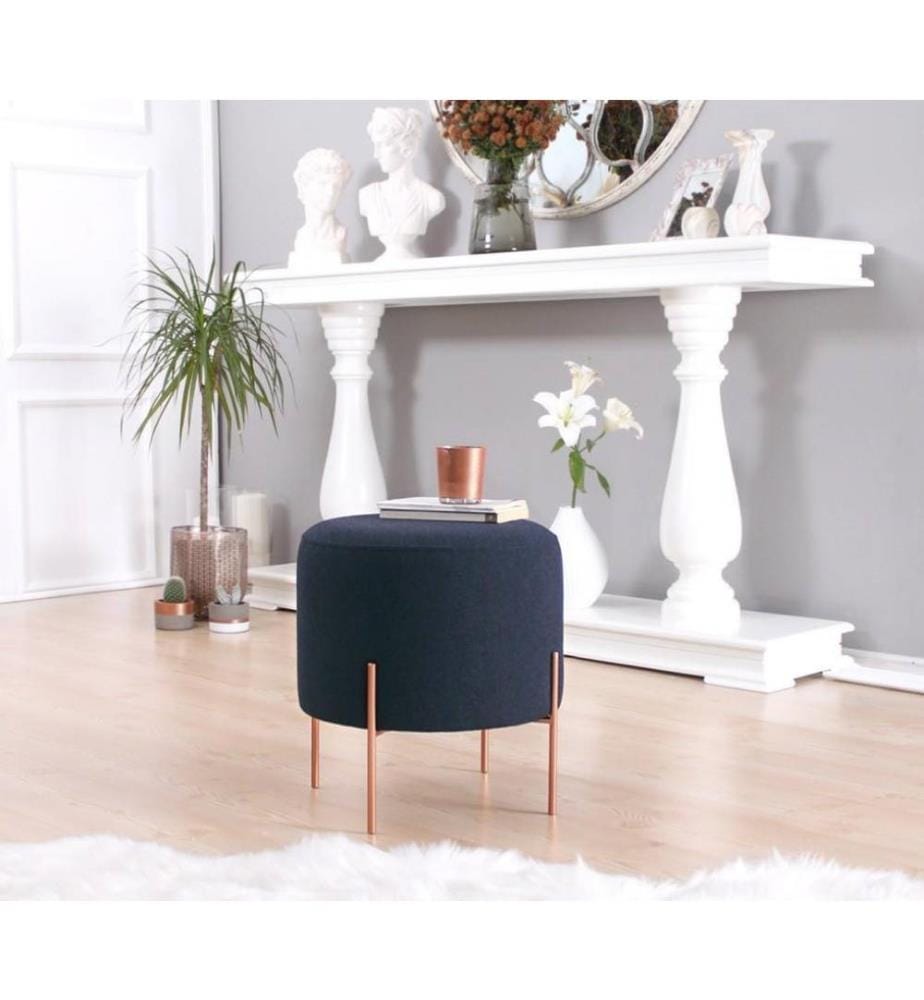 Pouffe, Navy Blue, 50% Cotton - 50% Linen