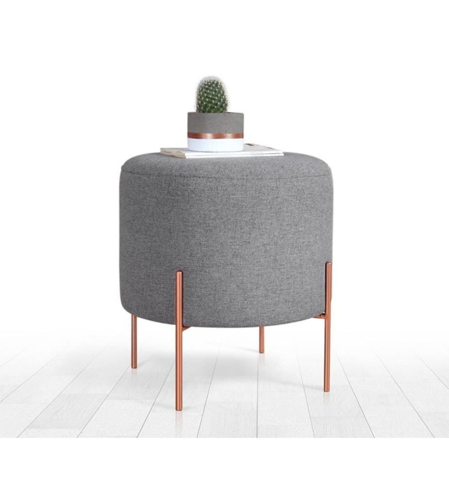 Pouffe, Grey, 50% Cotton - 50% Linen