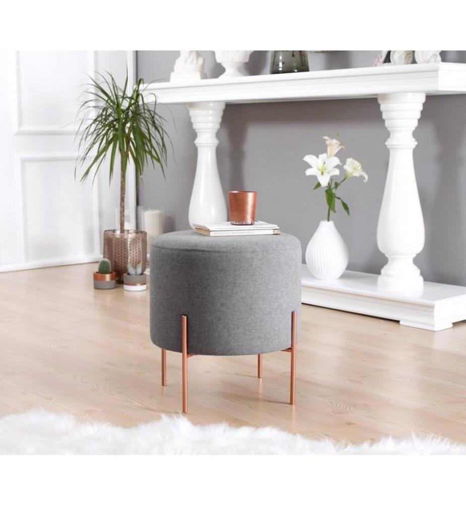 Pouffe, Grey, 50% Cotton - 50% Linen