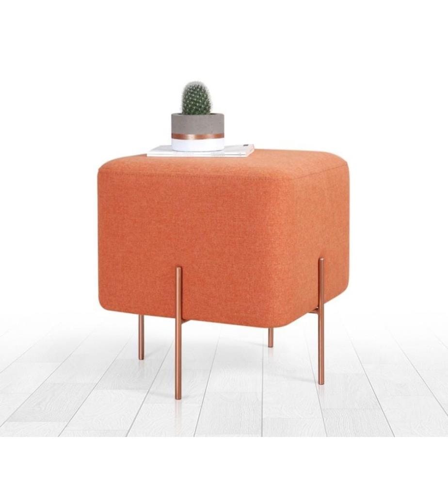 Pouffe, Orange, 50% Cotton - 50% Linen