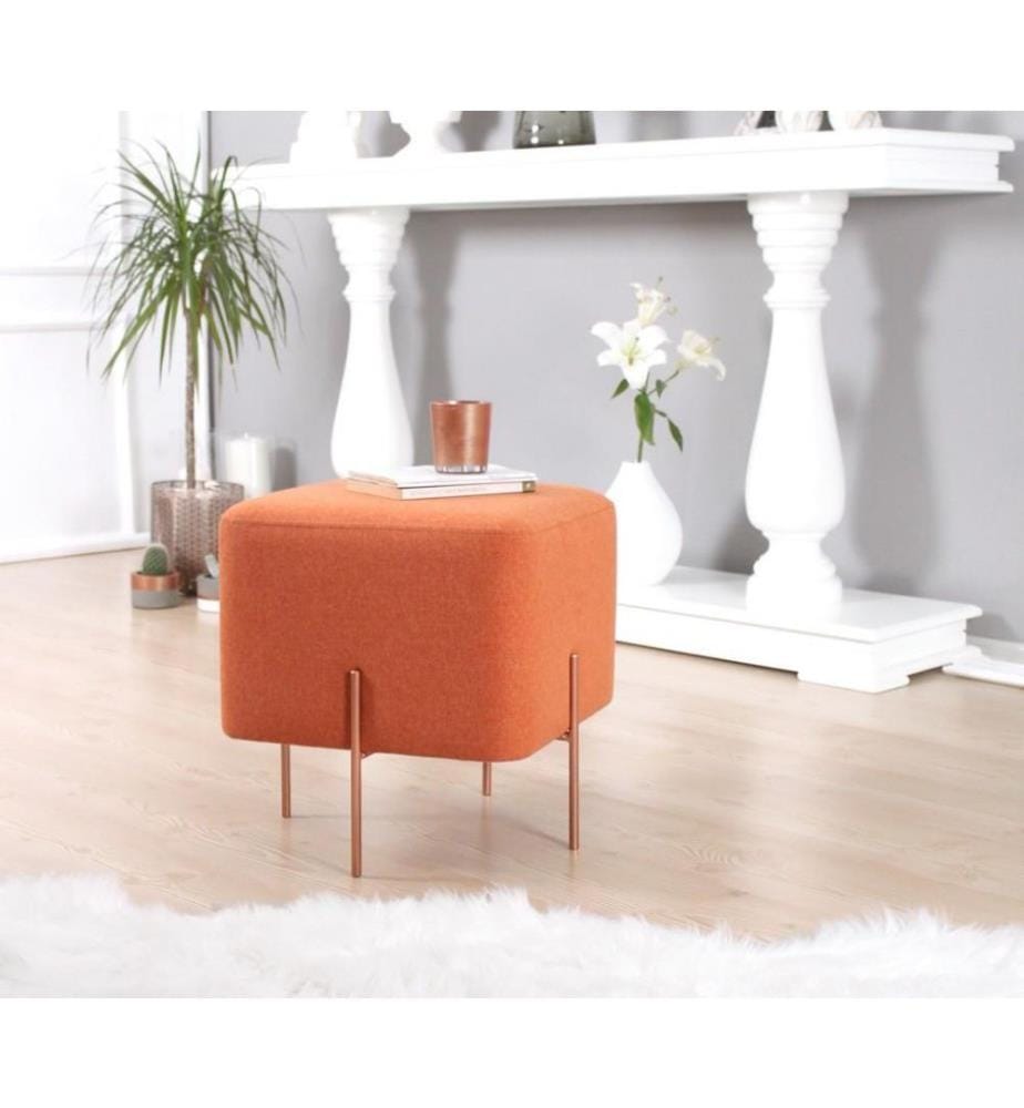 Pouffe, Orange, 50% Cotton - 50% Linen