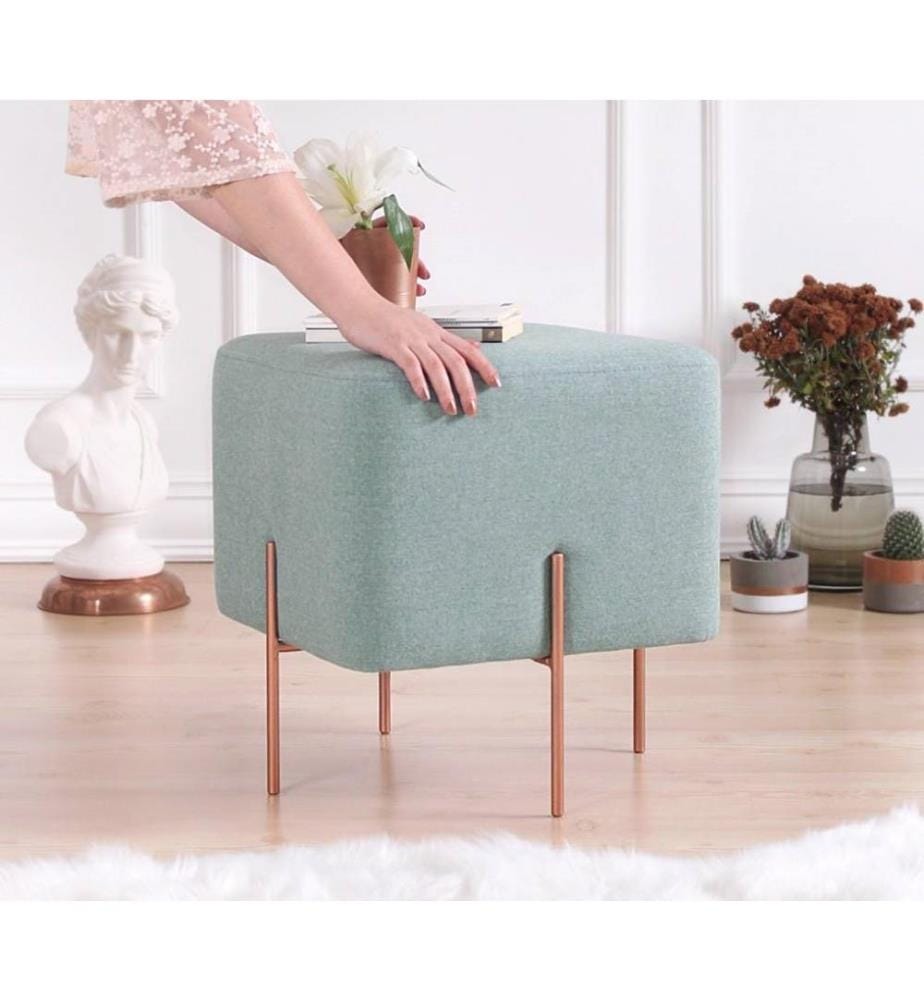 Pouffe, Sea Green, 50% Cotton - 50% Linen