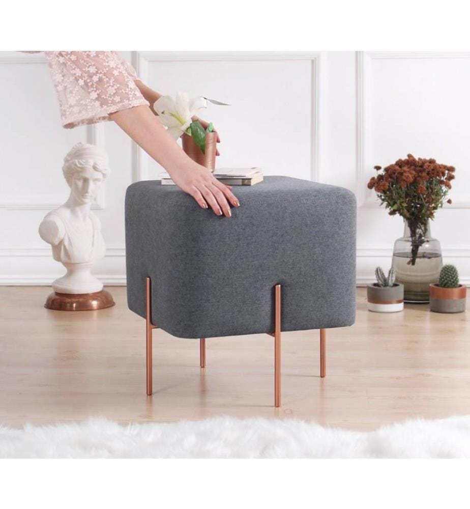 Pouffe, Dark Grey, 50% Cotton - 50% Linen
