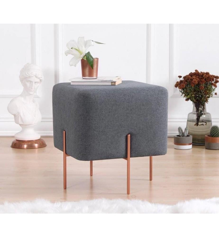 Pouffe, Dark Grey, 50% Cotton - 50% Linen