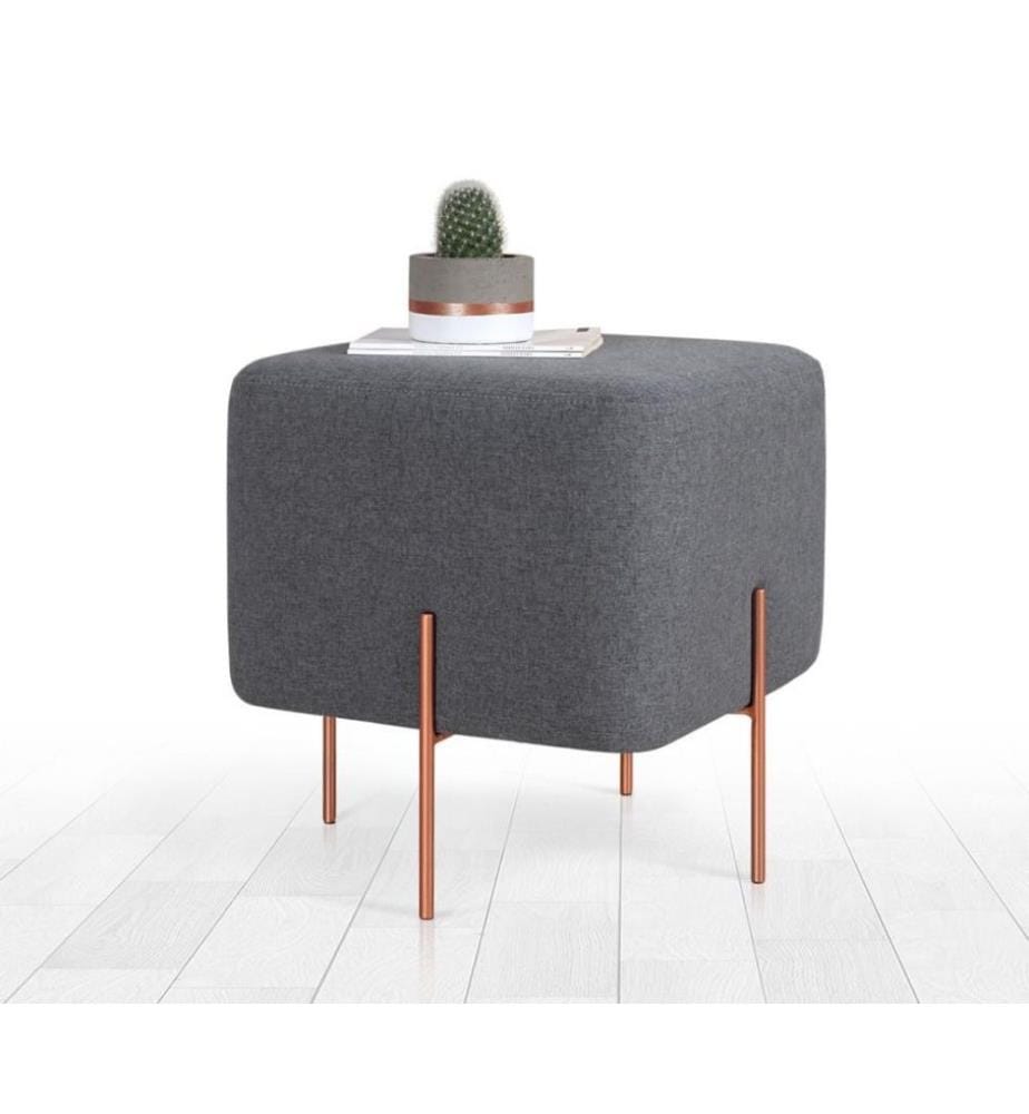 Pouffe, Dark Grey, 50% Cotton - 50% Linen