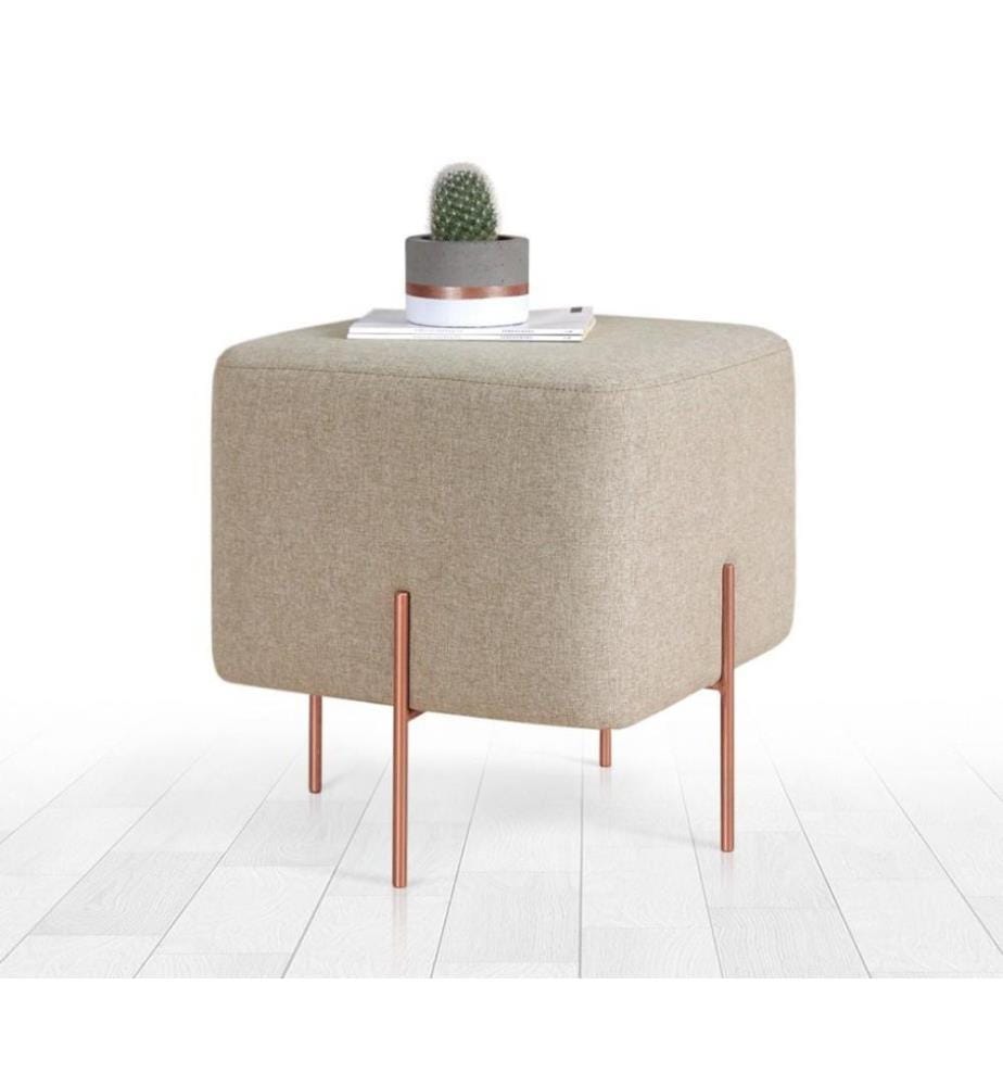 Pouffe, Coffee, 50% Cotton - 50% Linen