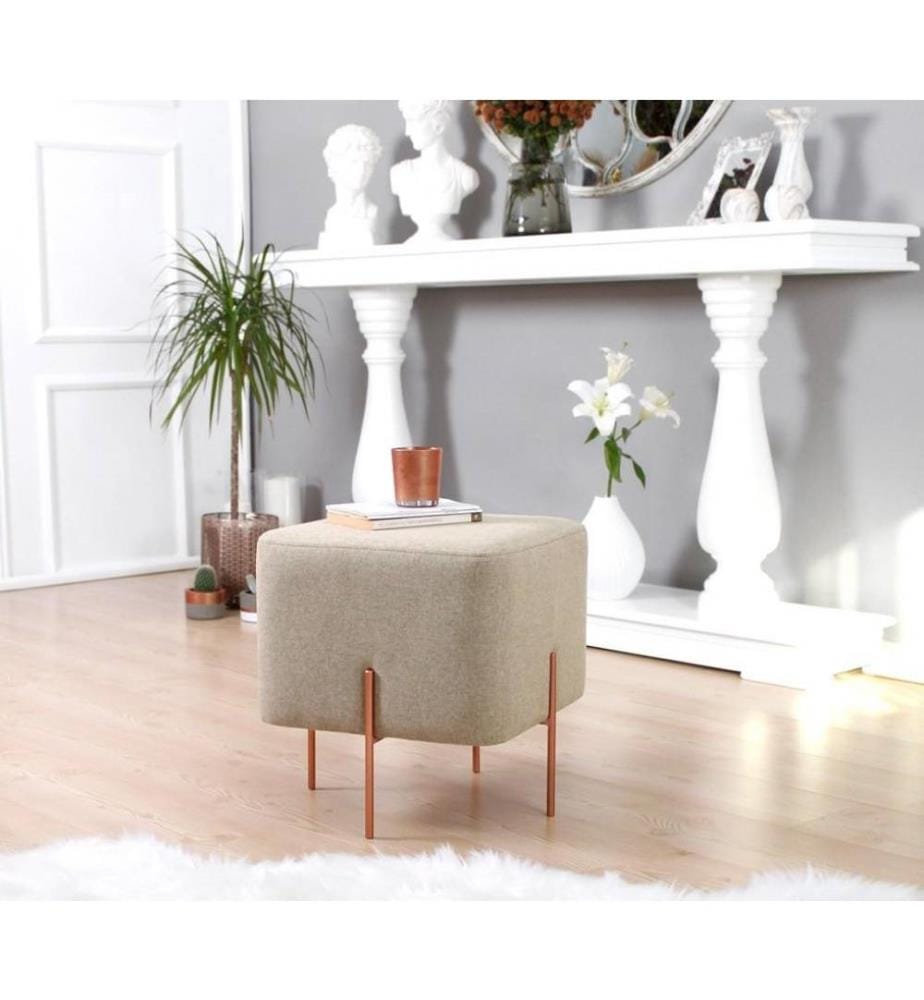 Pouffe, Coffee, 50% Cotton - 50% Linen