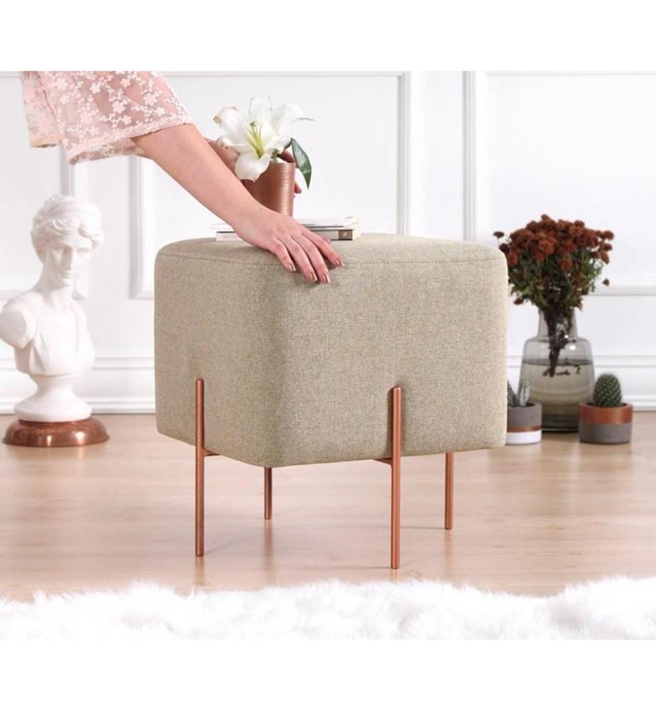 Pouffe, Coffee, 50% Cotton - 50% Linen
