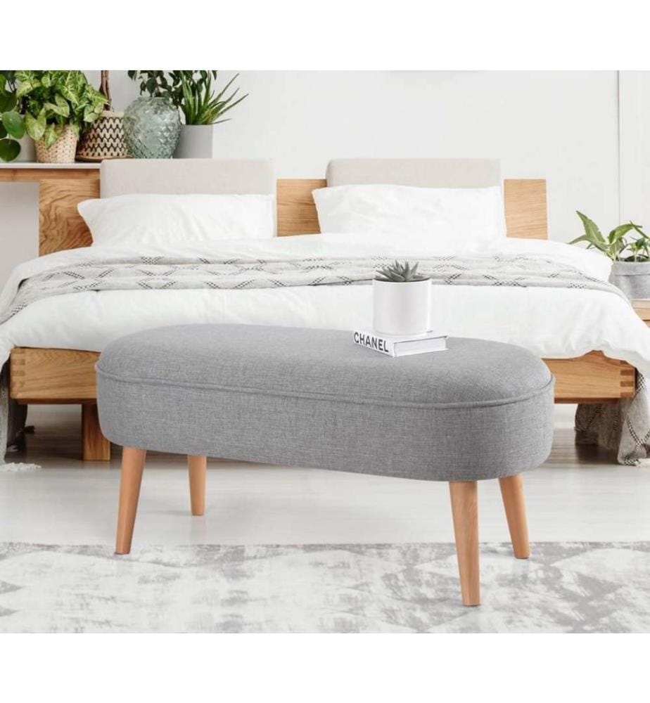 Pouffe, Grey, Linen