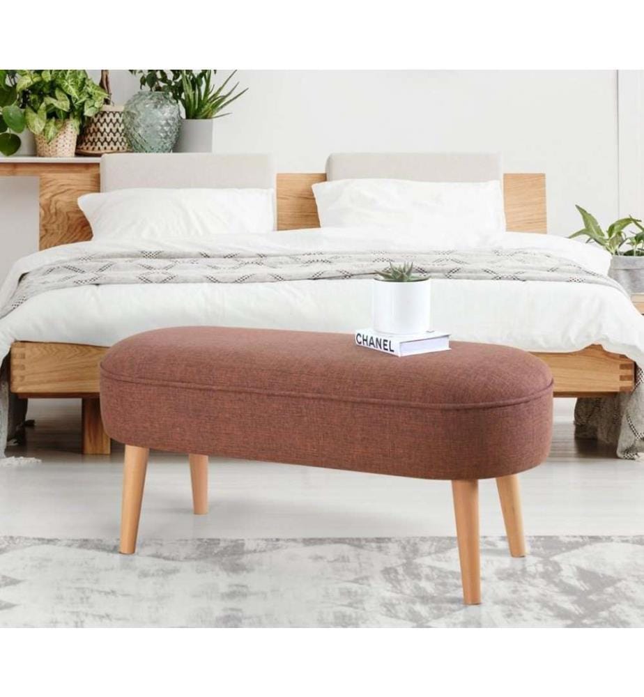 Pouffe, Claret Red, Linen