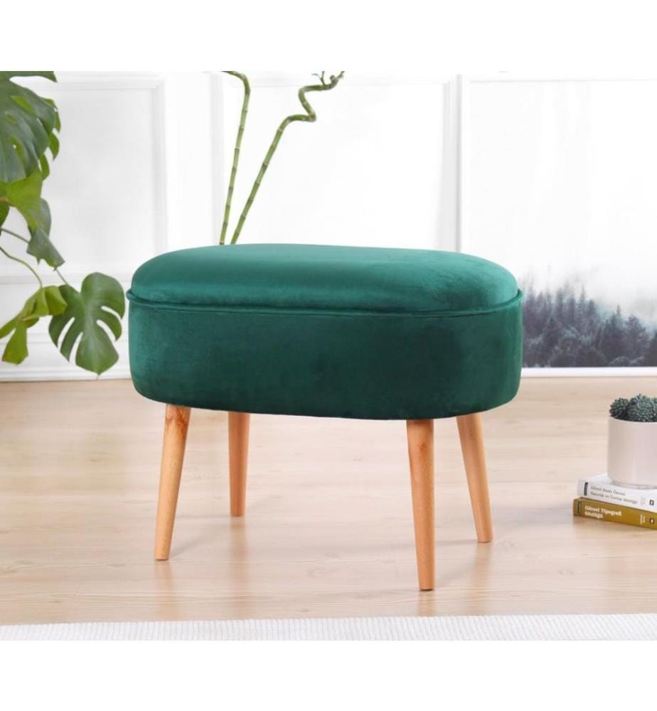 Pouffe, Green, Velvet