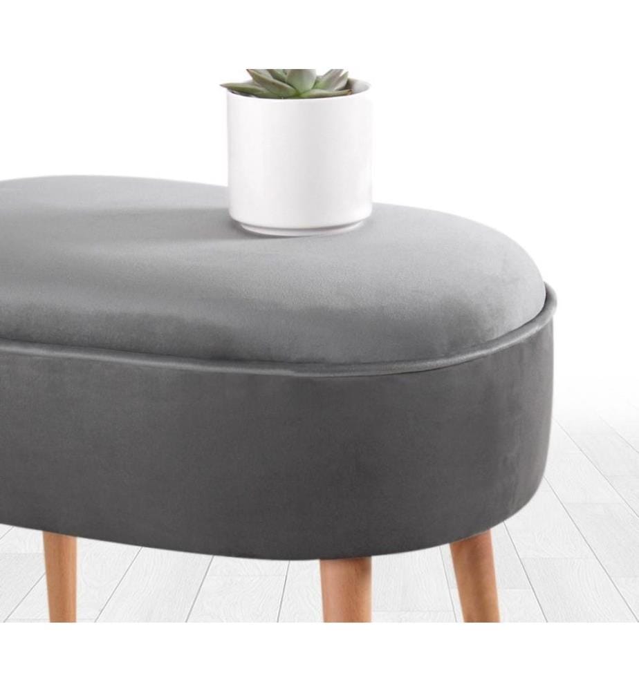 Pouffe, Grey, Velvet