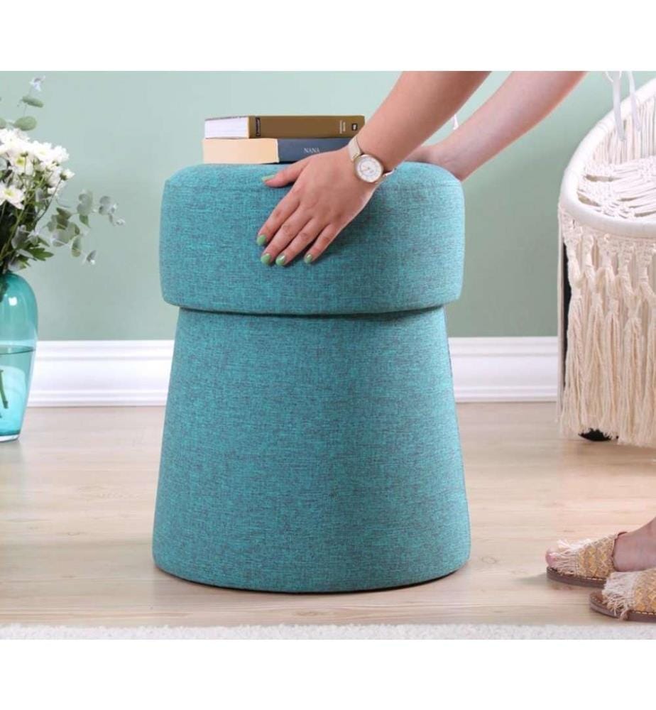 Pouffe, Blue, 50% Cotton - 50% Linen