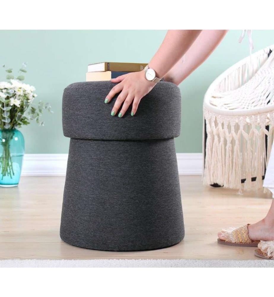 Pouffe, Dark Grey, 50% Cotton - 50% Linen