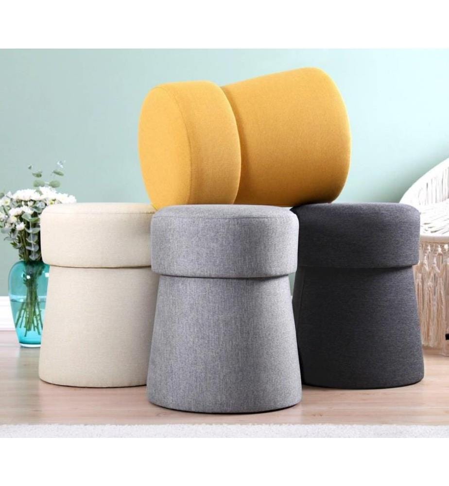 Pouffe, Dark Grey, 50% Cotton - 50% Linen