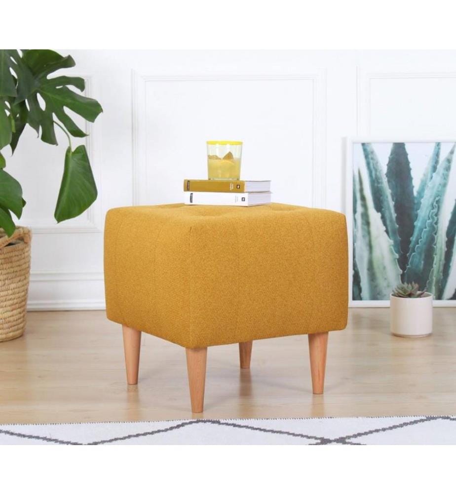 Pouffe, Yellow, 50% Cotton - 50% Velvet
