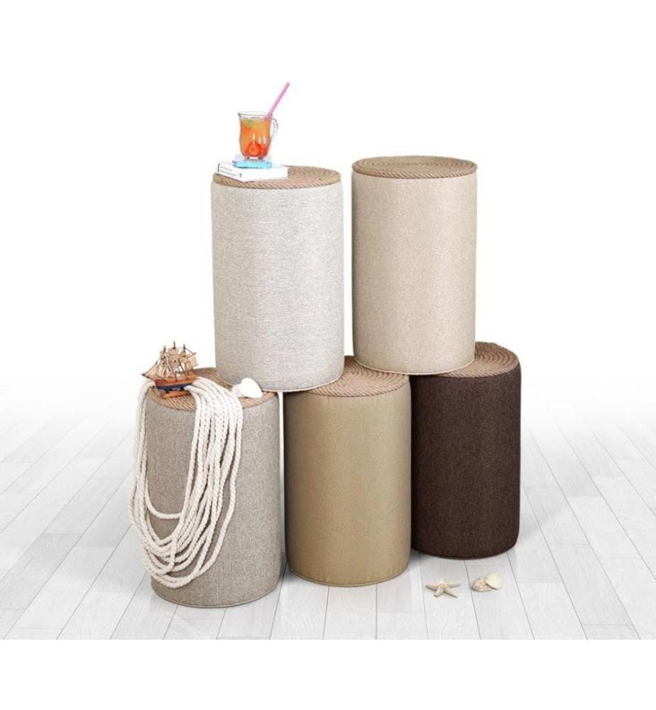 Pouffe, Grey, 50% Cotton - 50% Linen