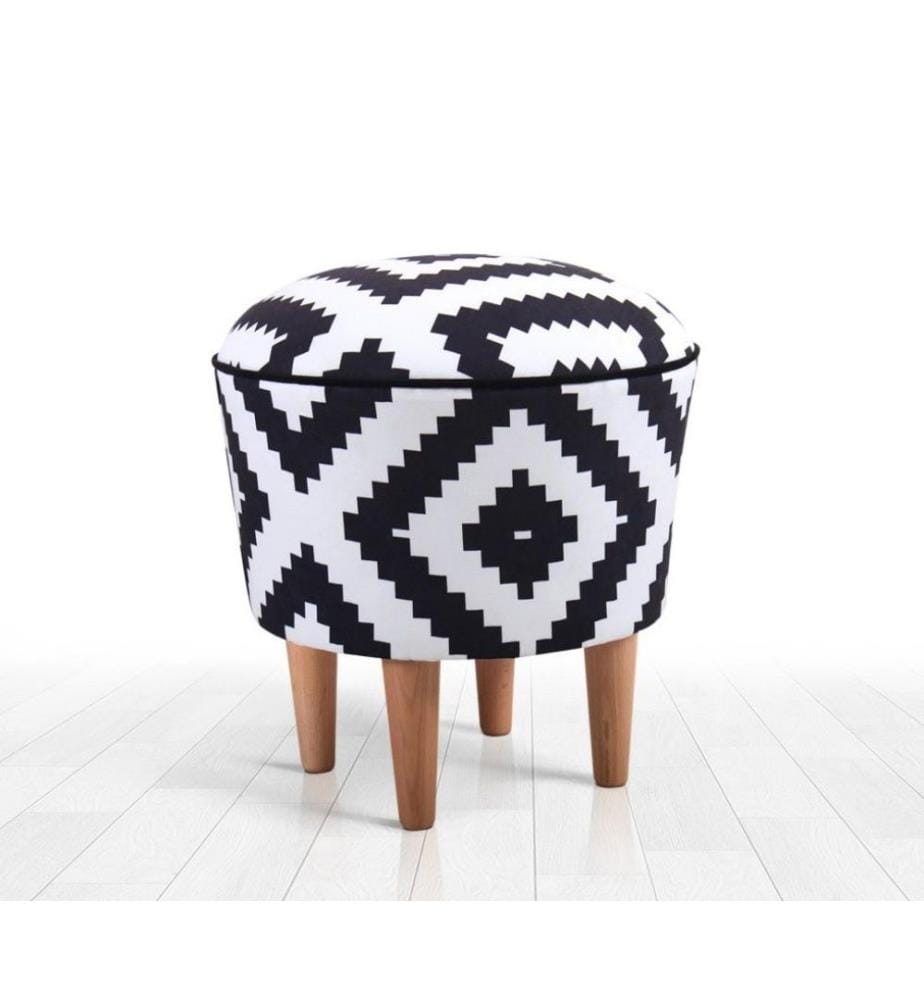 Pouffe, Black, White, Microfiber