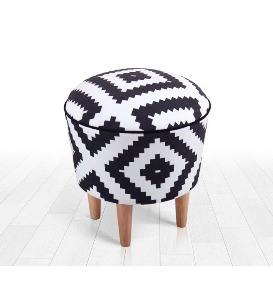 Pouffe, Black, White, Microfiber