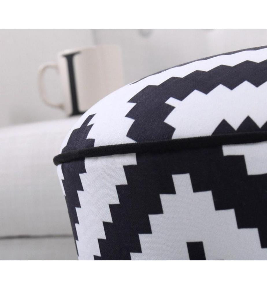 Pouffe, Black, White, Microfiber