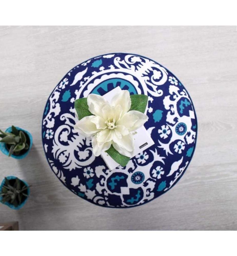 Pouffe, Blue, White, Microfiber