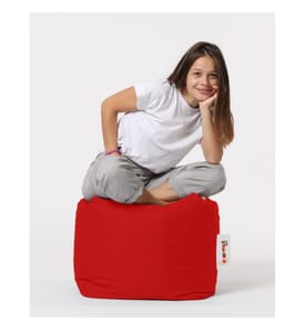 Garden Pouffe, Red, High Density Recycled Styrofoam, Polyester Fabric