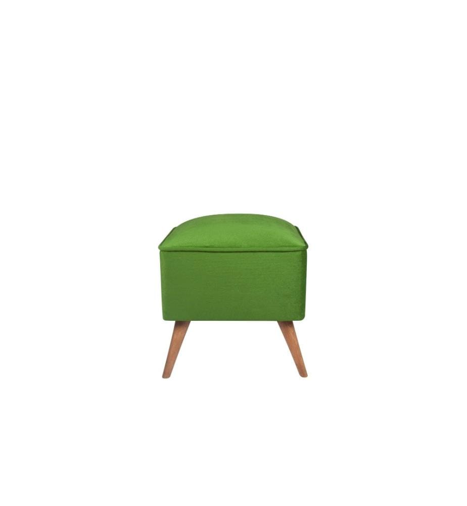 Pouffe, Green, Solid Fir Wood Frame, Polyester Fabric