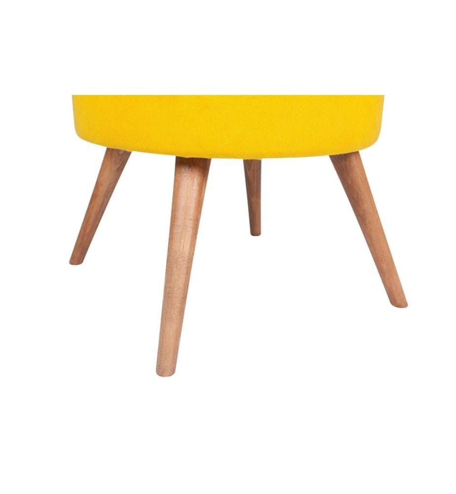 Pouffe, Yellow, Solid Fir Wood Frame, Polyester Fabric