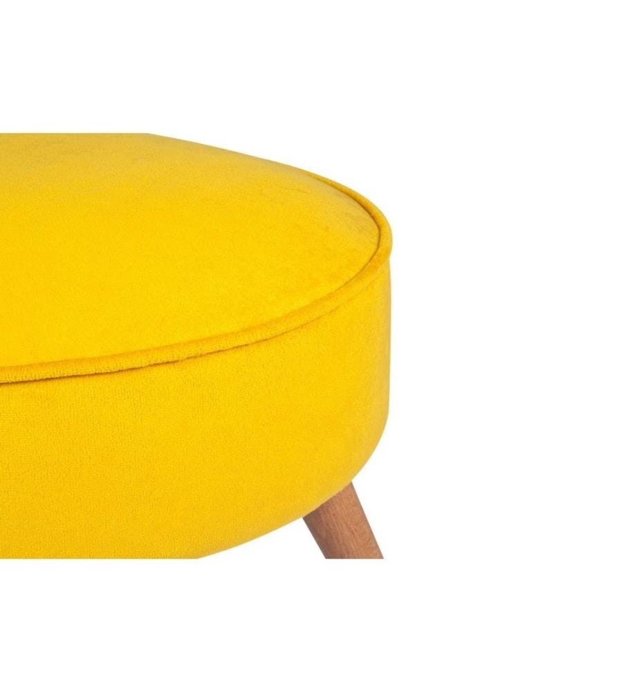 Pouffe, Yellow, Solid Fir Wood Frame, Polyester Fabric