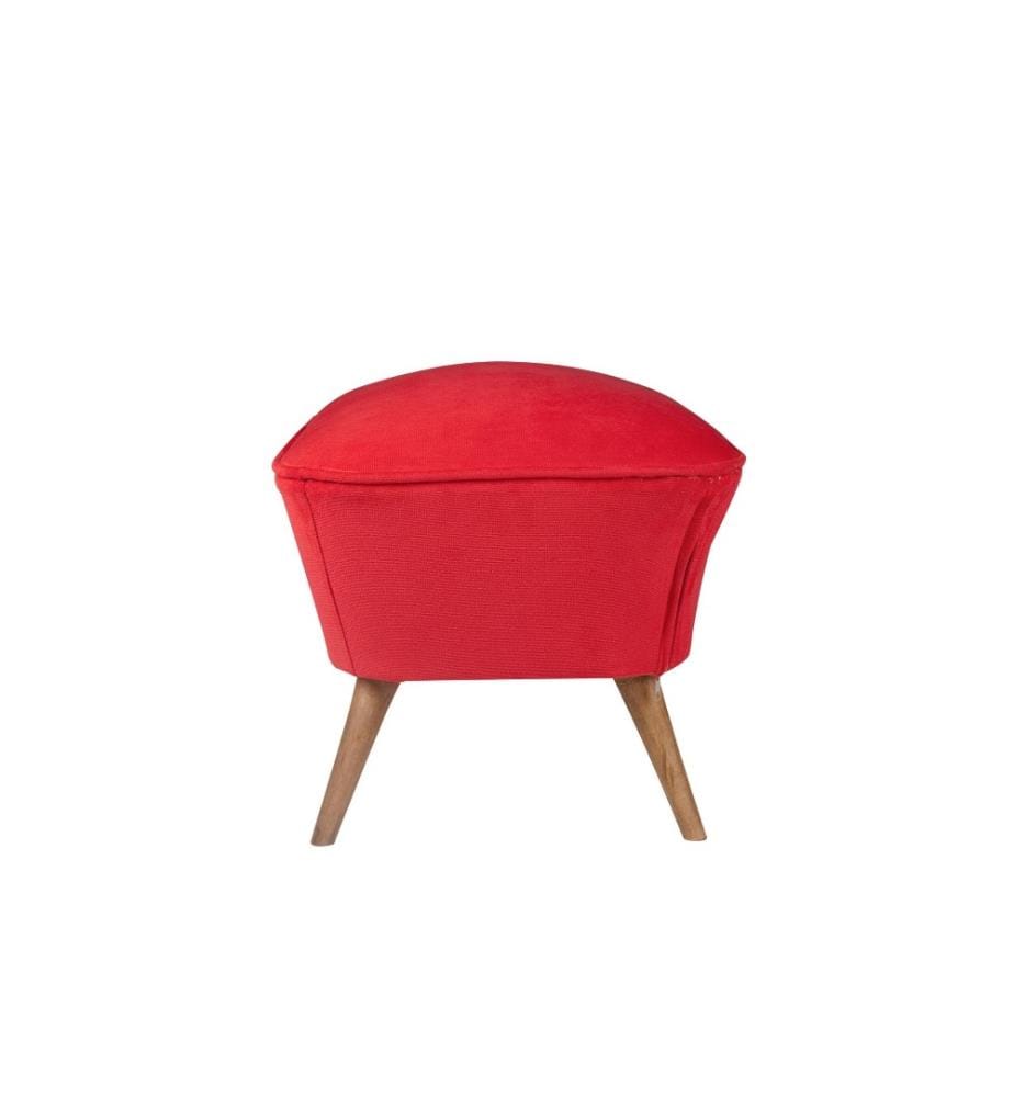 Pouffe, Red, Solid Wood Frame, Polyester Fabric