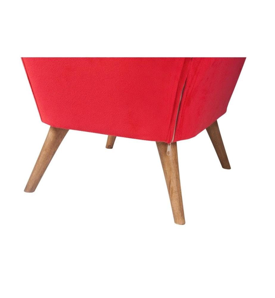 Pouffe, Red, Solid Wood Frame, Polyester Fabric