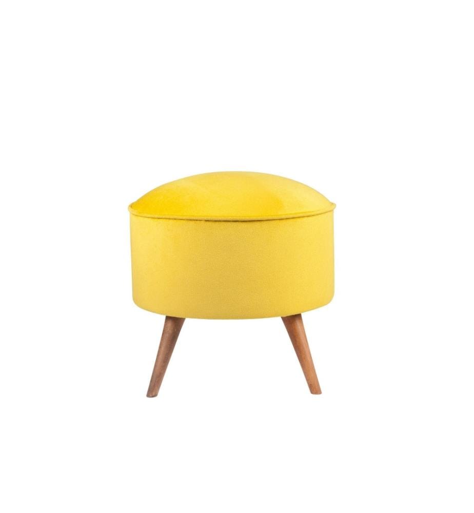 Pouffe, Mustard, Solid Wood Frame, Polyester Fabric