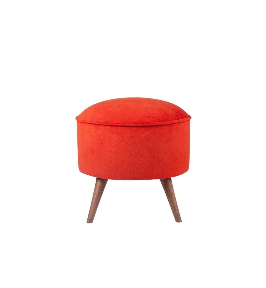 Pouffe, Tile Red, Solid Wood Frame, Polyester Fabric