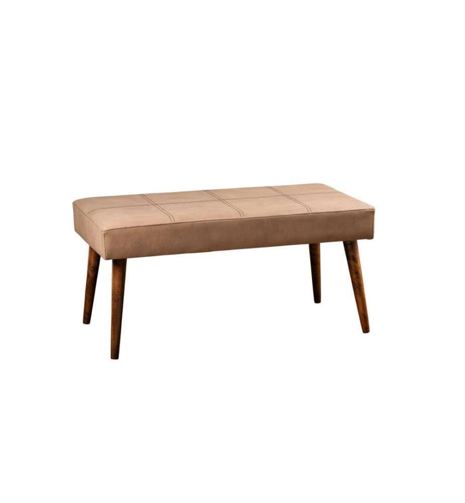 Pouffe, Mink, Beech Wood Frame, Pu Leather Fabric