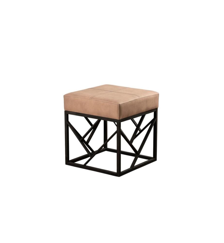 Pouffe, Mink, Metal Frame, Pu Leather Fabric