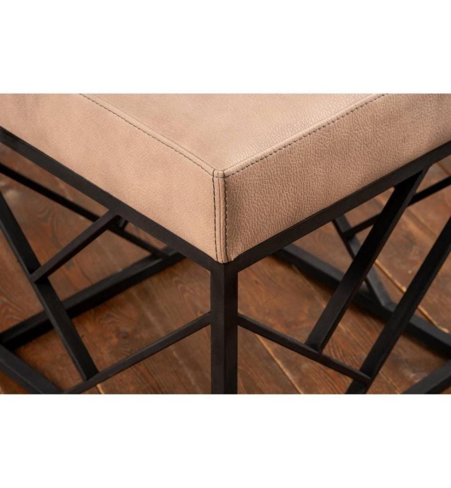 Pouffe, Mink, Metal Frame, Pu Leather Fabric