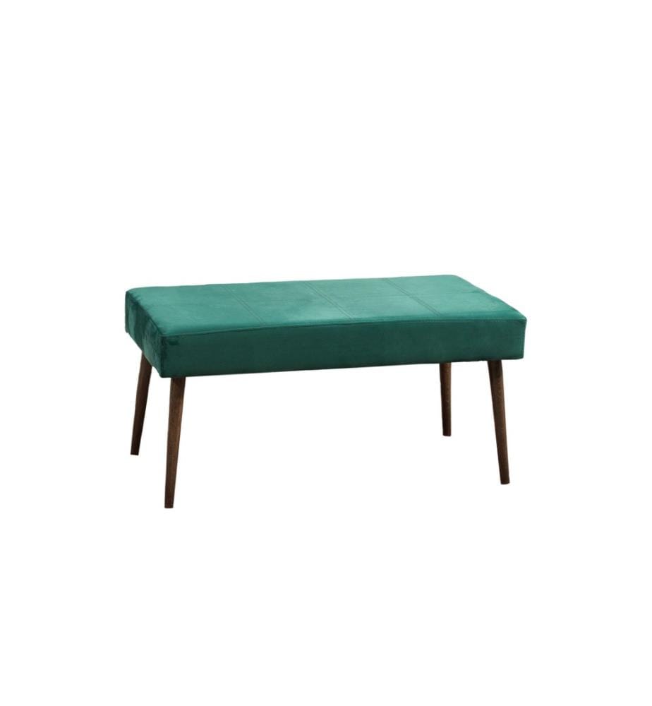Pouffe, Green, Beech Wood Frame, Velvet Fabric