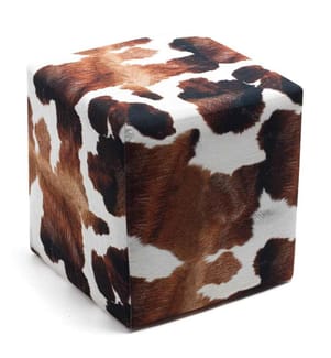 Tuffet, Brown, White, Beech Wood - MDF Frame, Polyester Fabric