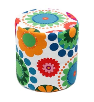 Tuffet, White, Red, Green, Blue, Pink, Beech Wood - MDF Frame, Polyester Fabric