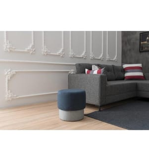 Tuffet, Dark Blue, Beech Wood - MDF Frame, 50% Polyester - 50% Cotton Fabric