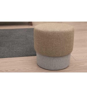 Tuffet, Brown, Grey, Beech Wood Frame, 50% Polyester - %50 Cotton Fabric