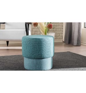 Tuffet, Turquoise, Blue, Beech Wood Frame, 50% Polyester - %50 Cotton Fabric