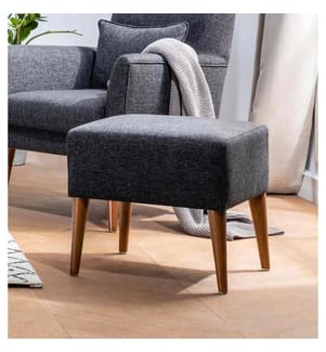 Tuffet, Dark Grey, Hornbeam Wood Frame, Linen Fabric