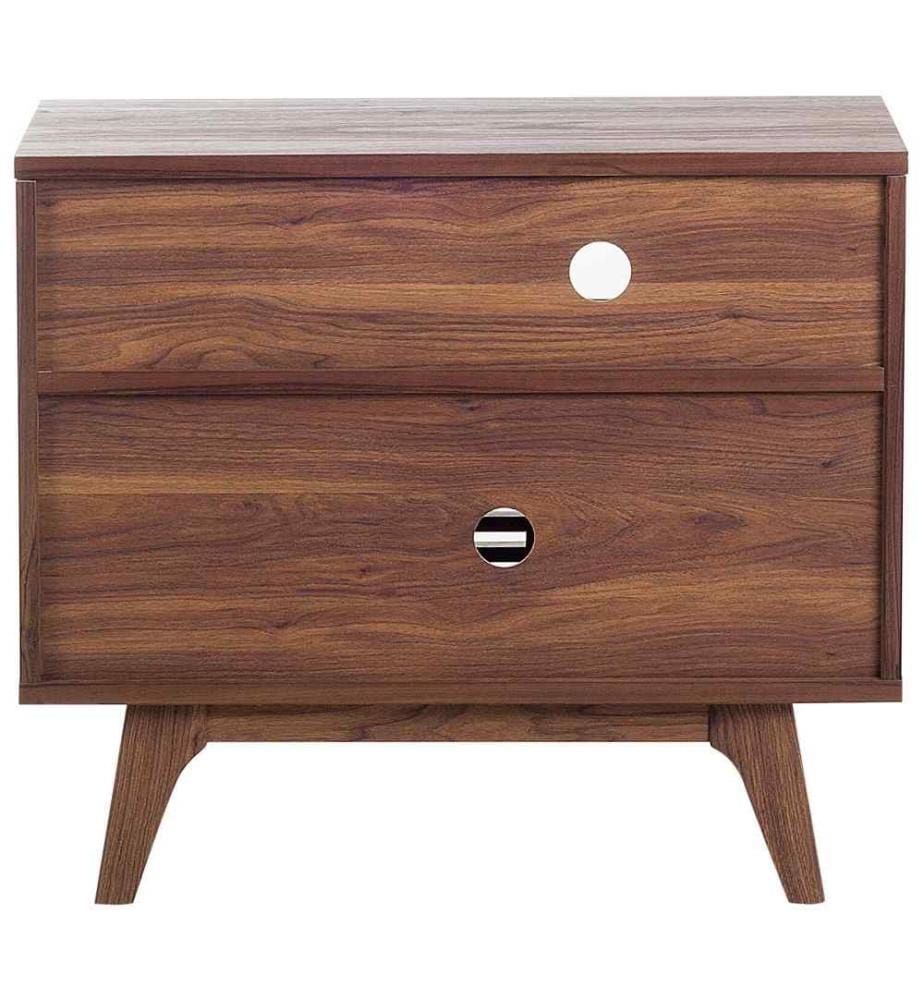 Meuble TV Buffet Effet Bois Noyer Naturel avec Compatiments de Rangement Pratiques Idéal pour Salon au Style Rétro Scandinave